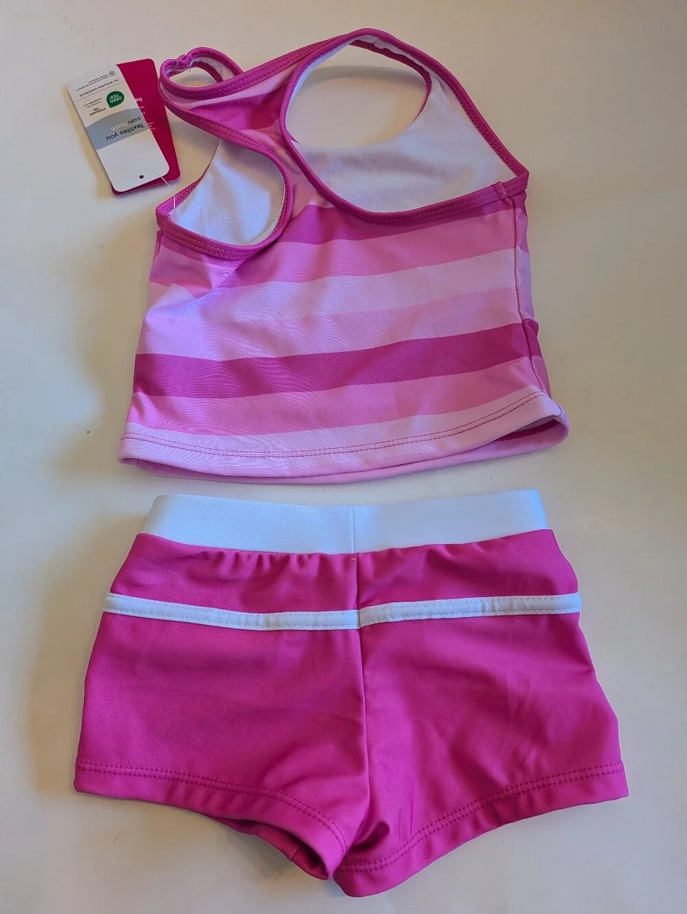Barbie Pink Striped 2 Piece Swimsuit Or Tankini Size 4
